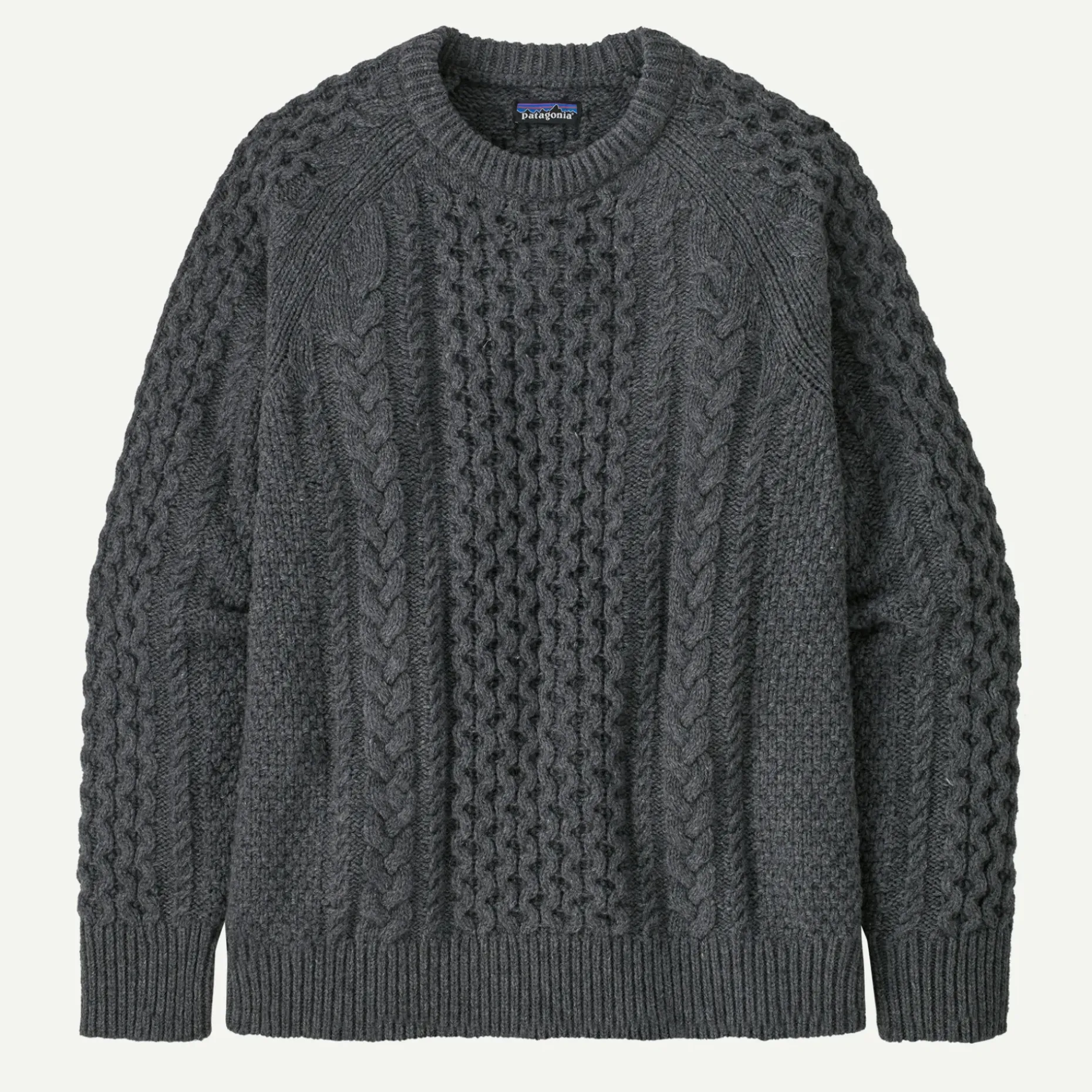 Recycled Wool-Blend Cable-Knit Crewneck Sweater