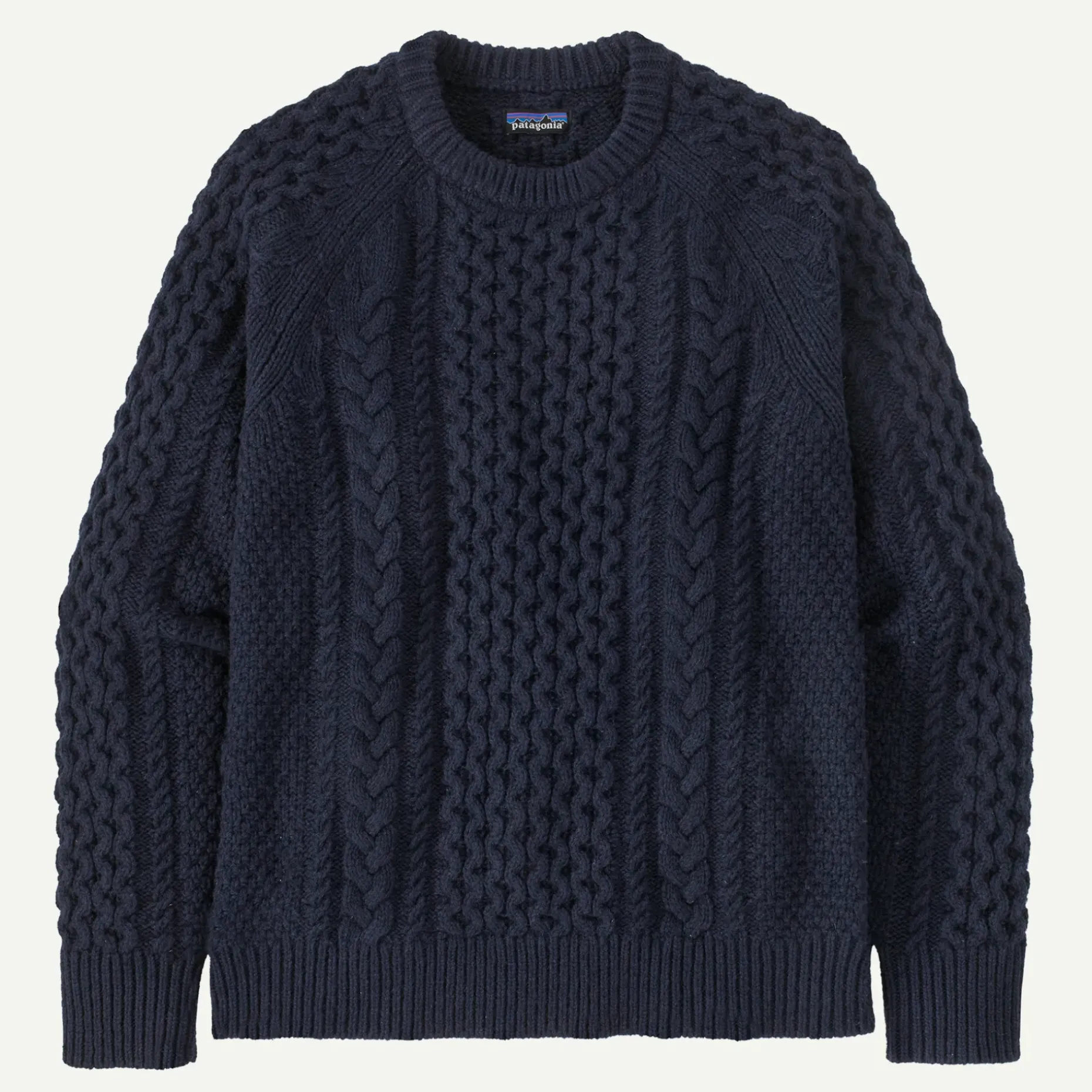 Recycled Wool-Blend Cable-Knit Crewneck Sweater