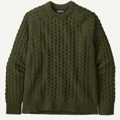Recycled Wool-Blend Cable-Knit Crewneck Sweater