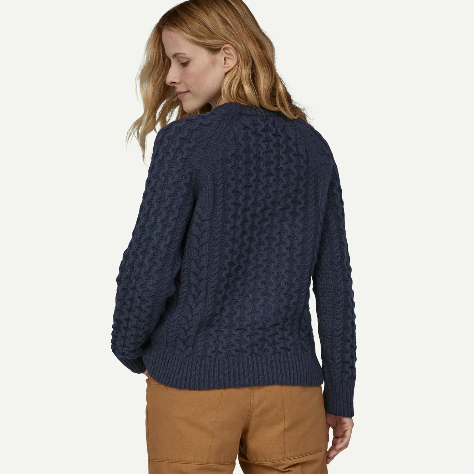 Recycled Wool-Blend Cable-Knit Crewneck Sweater
