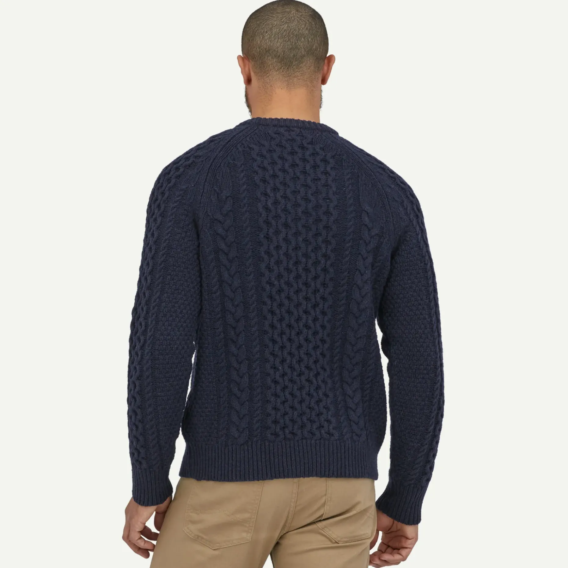 Recycled Wool-Blend Cable-Knit Crewneck Sweater