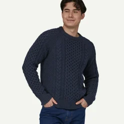 Recycled Wool-Blend Cable-Knit Crewneck Sweater