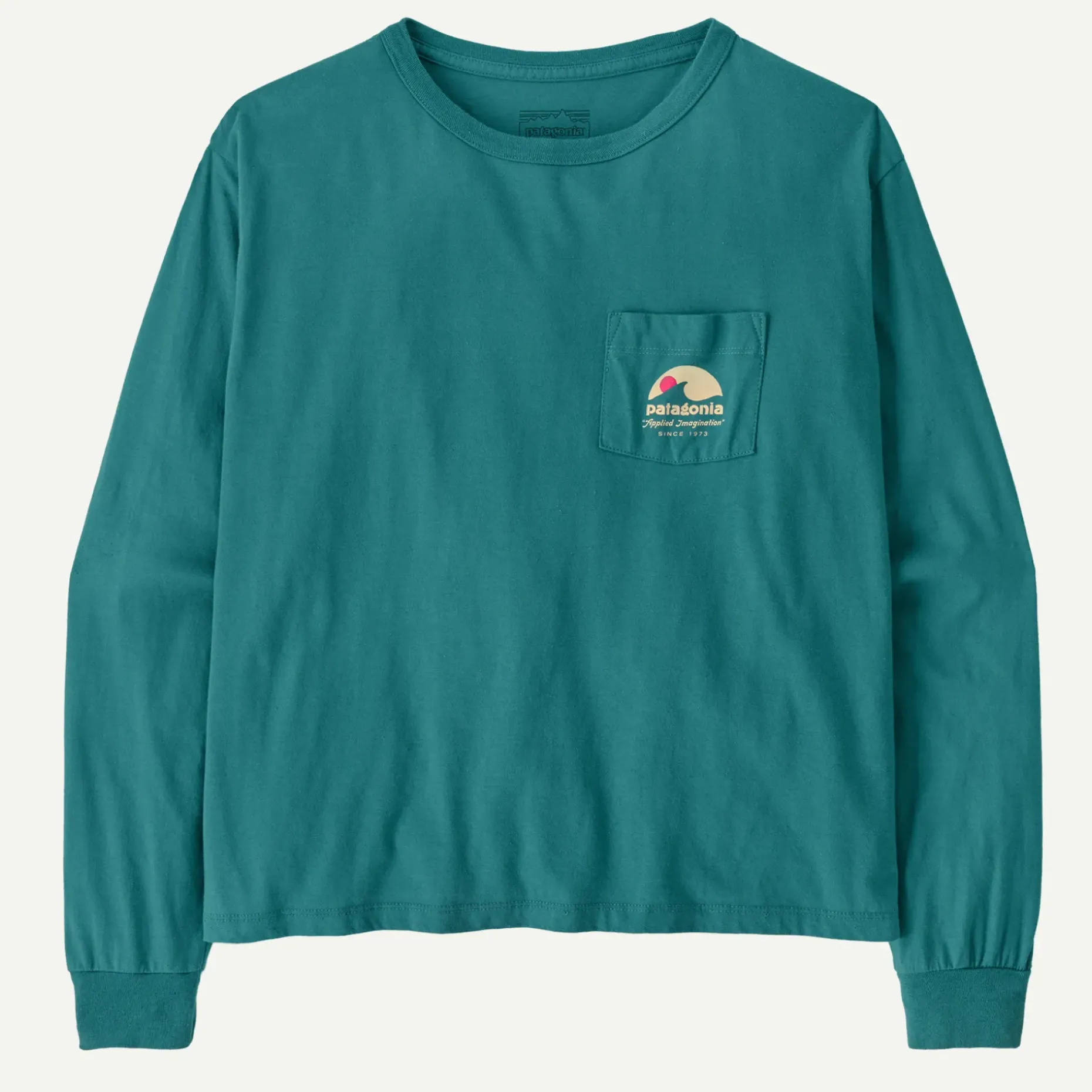 Women's Long-Sleeved Applied Imagination Easy-Cut Organic Pocket T-Shirt